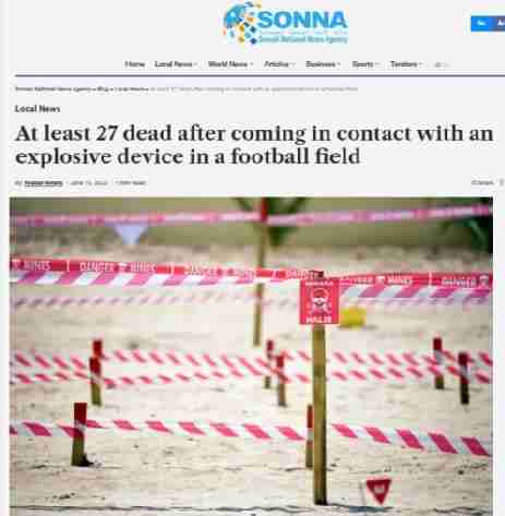 外国媒体:索马里的孩子发挥引爆遗留贝壳已造成至少27人死亡