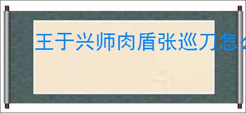 王于兴师肉盾张巡刀怎么玩,王于兴师肉盾张巡刀阵容推荐